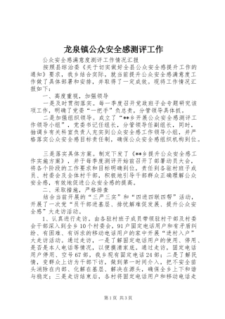 龙泉镇公众安全感测评工作