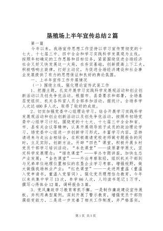 垦殖场上半年宣传总结2篇