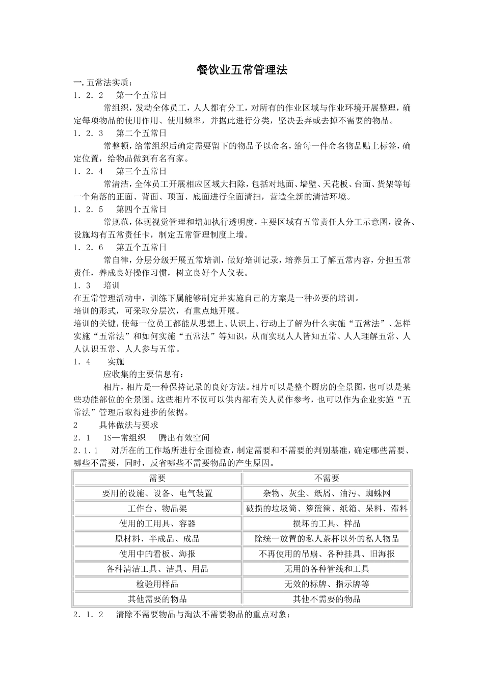 餐饮业五常管理法_第1页