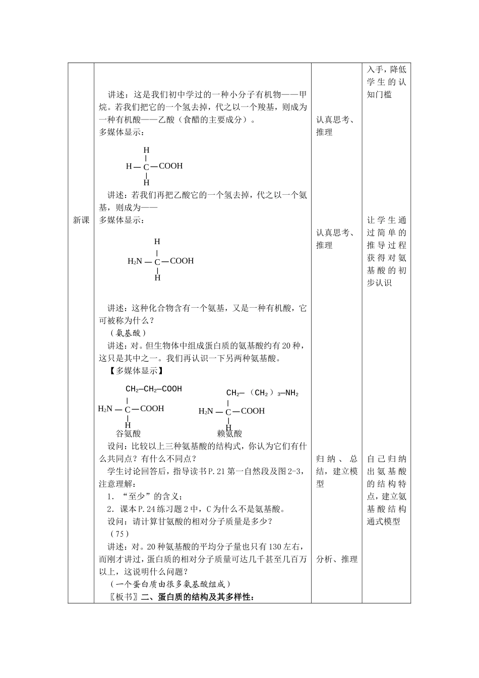 “生命活动的主要承担者——蛋白质”（第1课时）教学设计_第2页