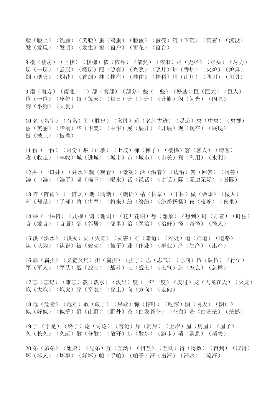 二年级上册语文生字表组词_第2页