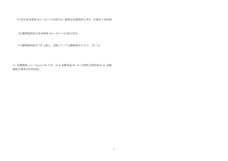 抛物线基础练习题_第2页