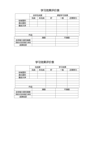 学生画到本上学习效果评价表