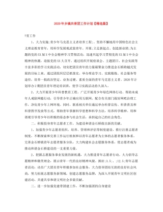 2020年乡镇共青团工作计划【精选篇】