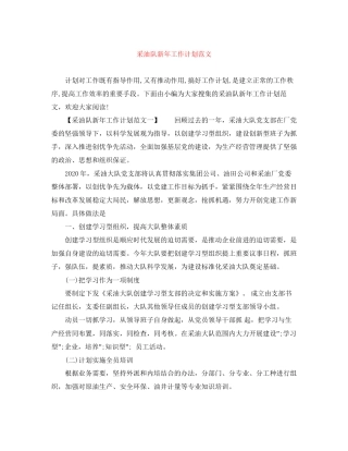 采油队新年工作计划范文