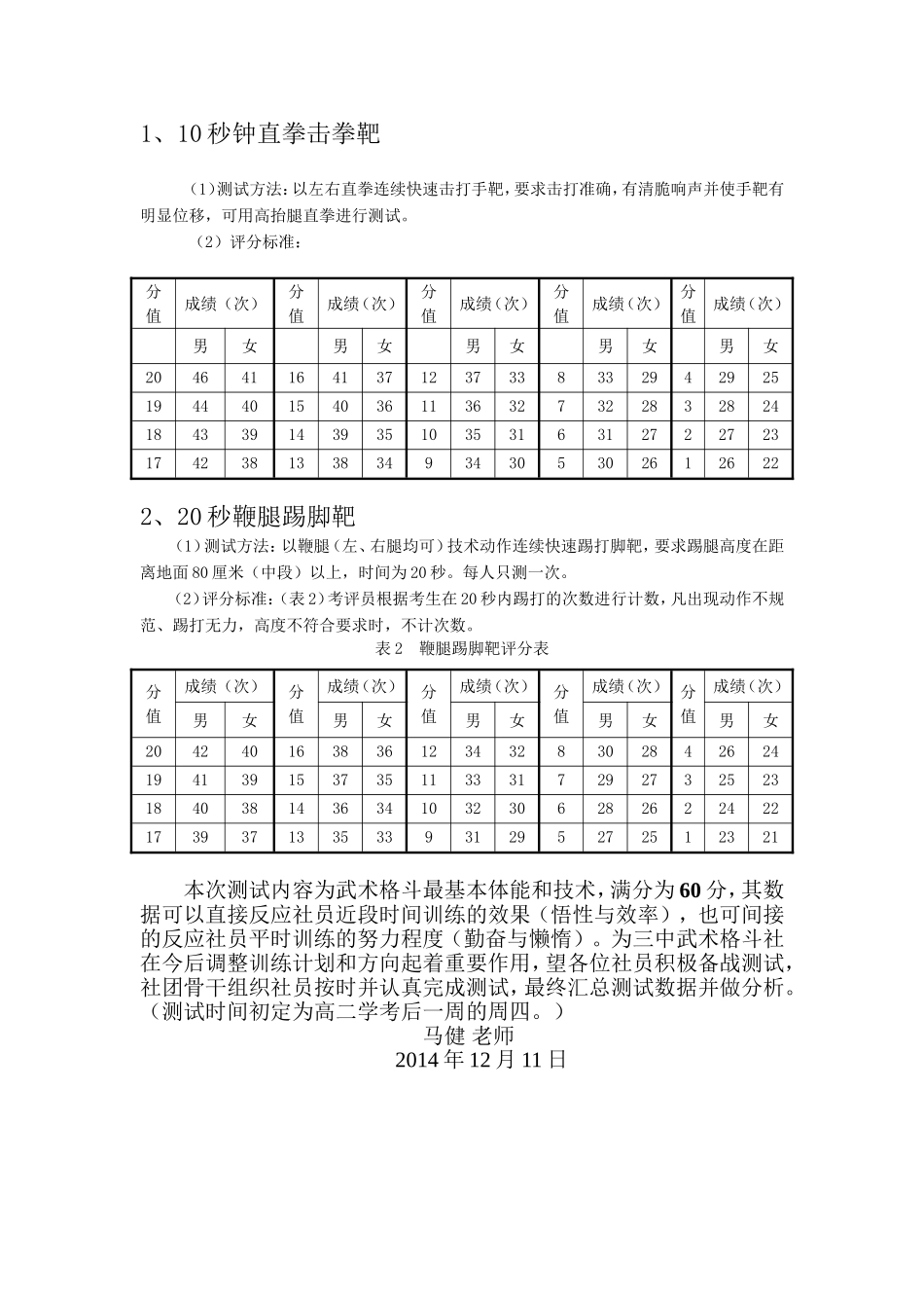 南宁三中格斗社首次基础体能、技击术评测_第2页