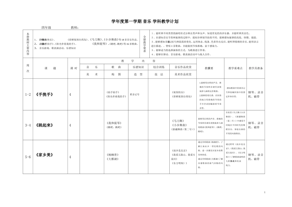 四年级音乐教学（下）_第1页