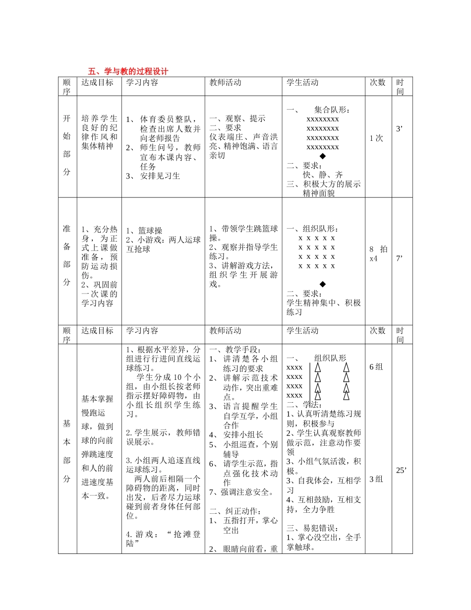 篮球行进间运球-教学设计红蕾杯_第2页