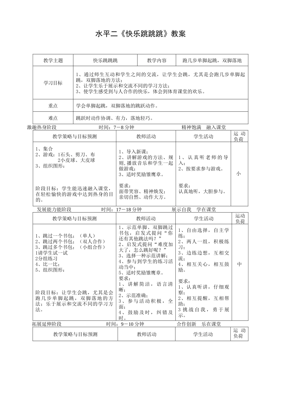 水平二快乐跳跳跳教案_第1页