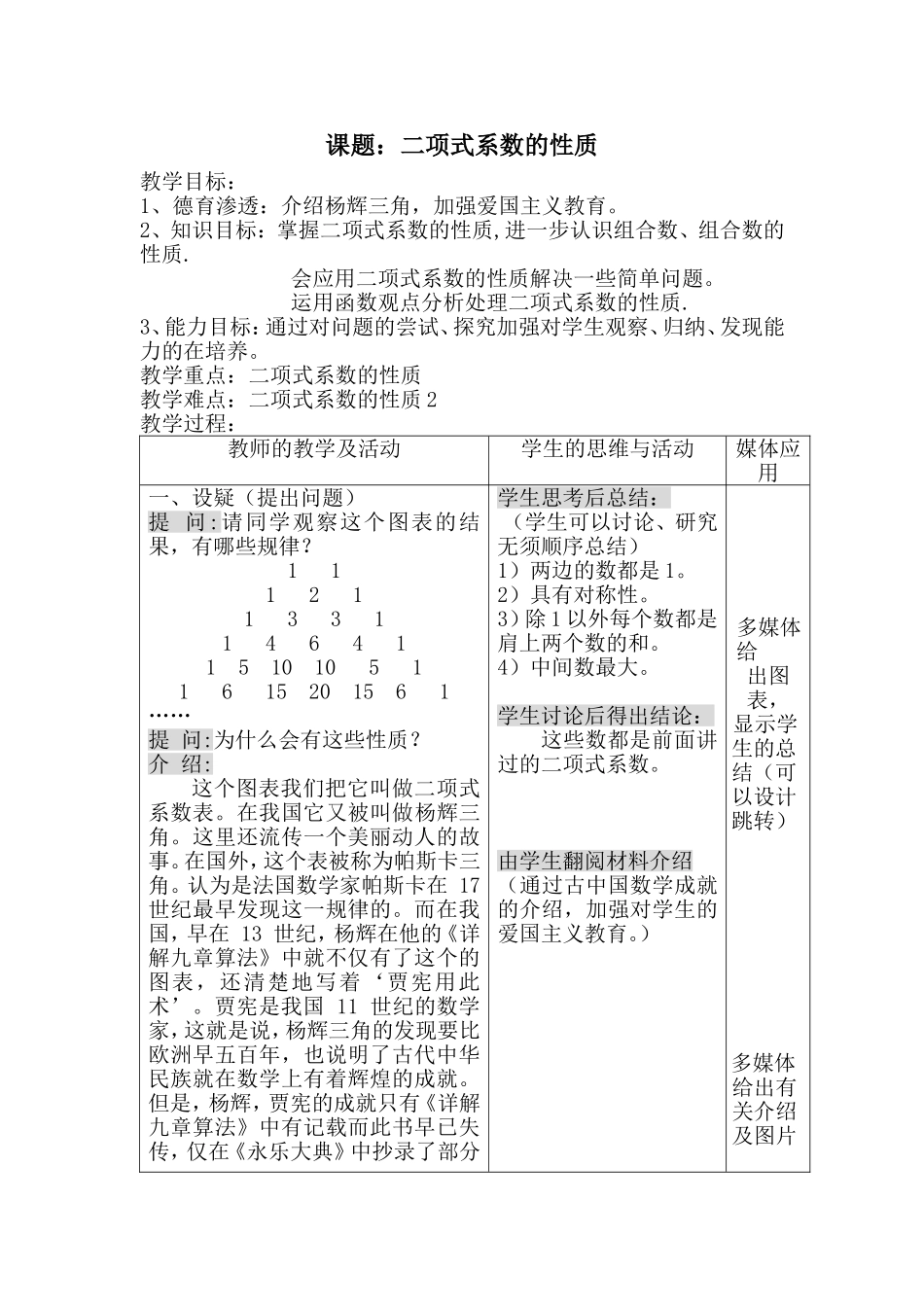 课题：二项式系数的性质_第1页