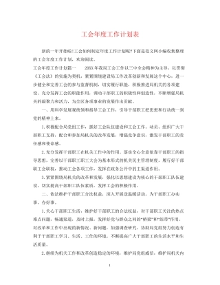 工会年度工作计划表2