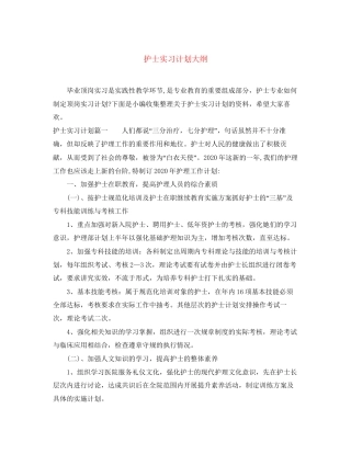 护士实习计划大纲