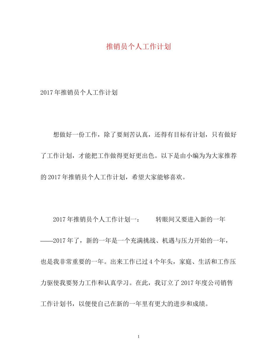 推销员个人工作计划2_第1页