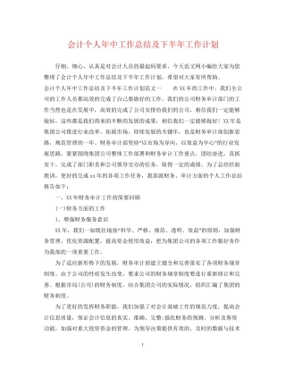 会计个人年中工作总结及下半年工作计划