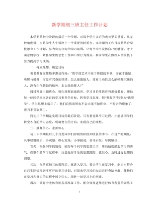 新学期初三班主任工作计划2