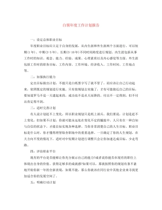 白领年度工作计划报告