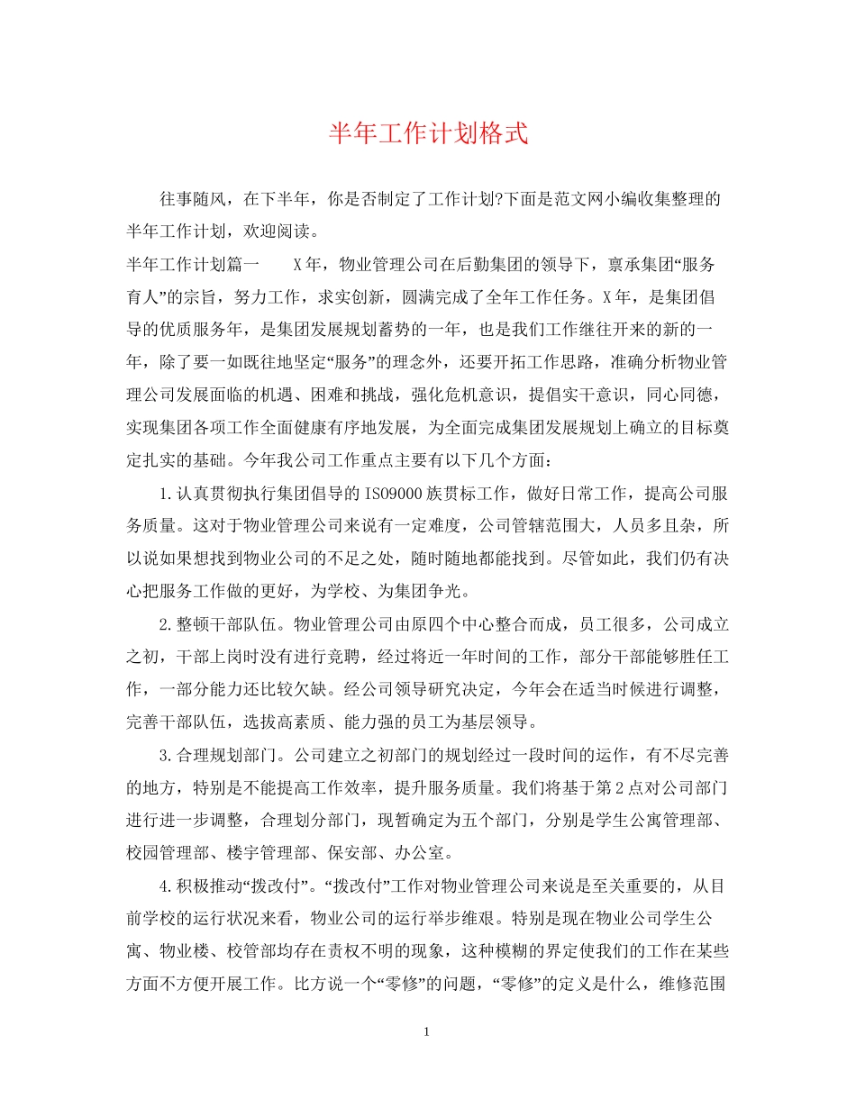 半年工作计划格式_第1页