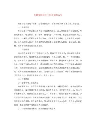 乡镇爱国卫生工作计划怎么写
