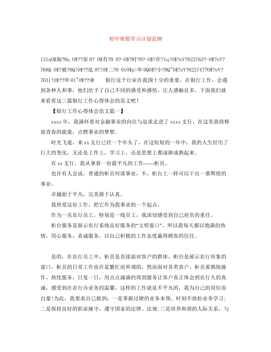 初中寒假学习计划范例_第1页