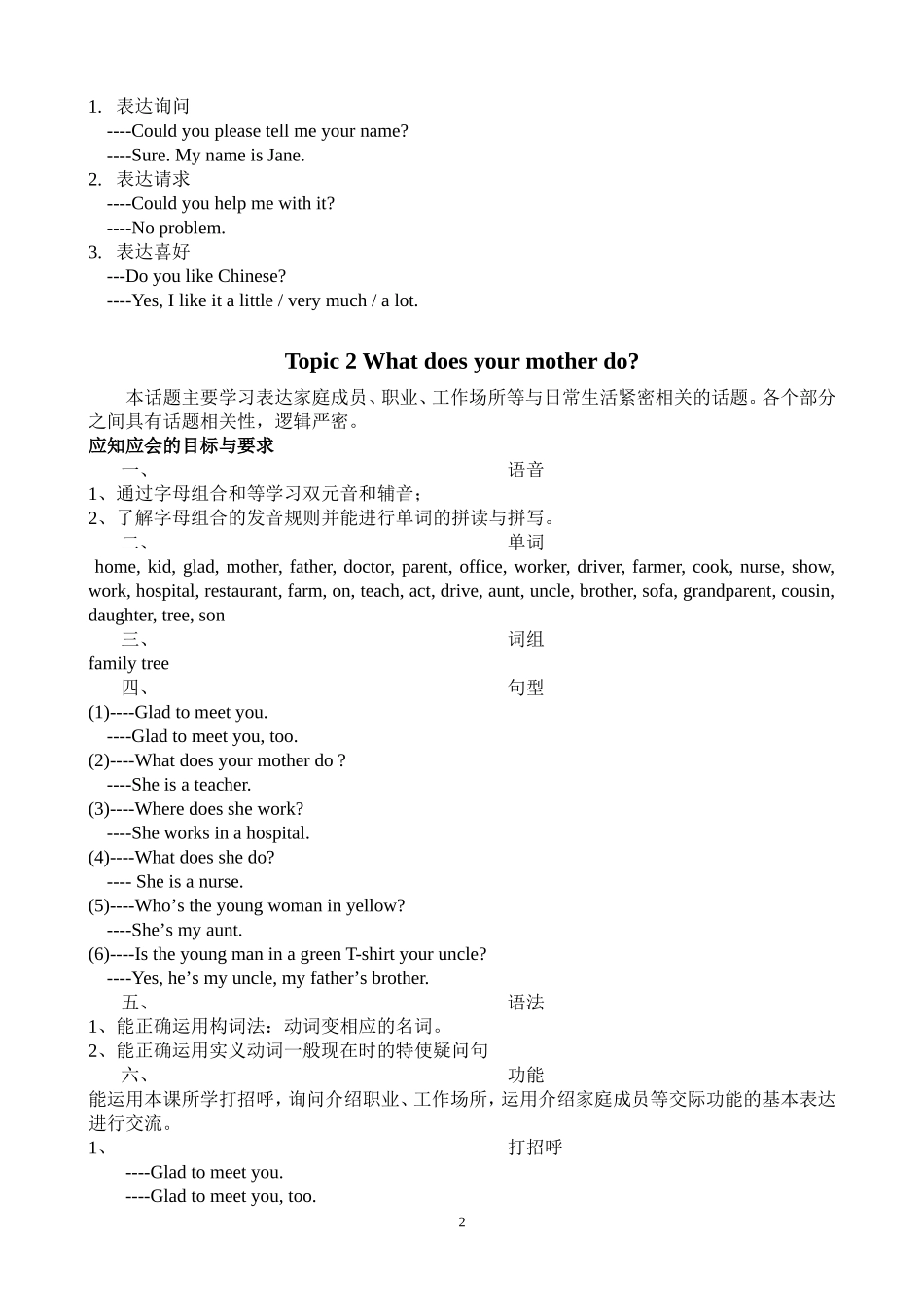 七年级上册UNIT3-UNIT4应知应会知识整理_第2页