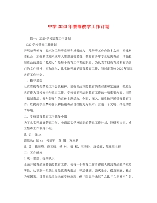 2020年禁毒教学工作计划