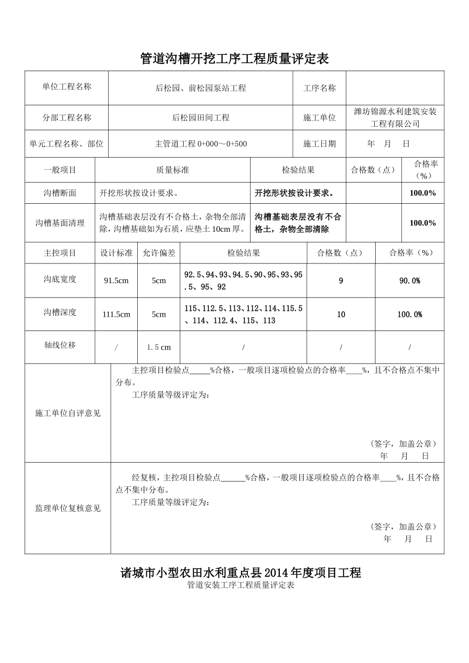 管道安装工程单元验收评定表_第3页