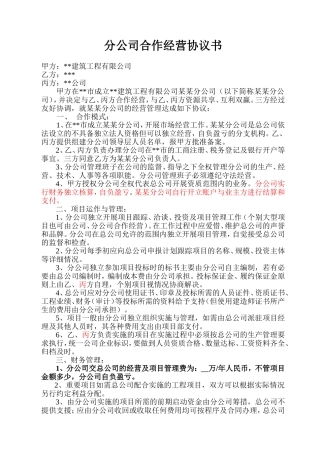 分公司合作经营协议书(1)