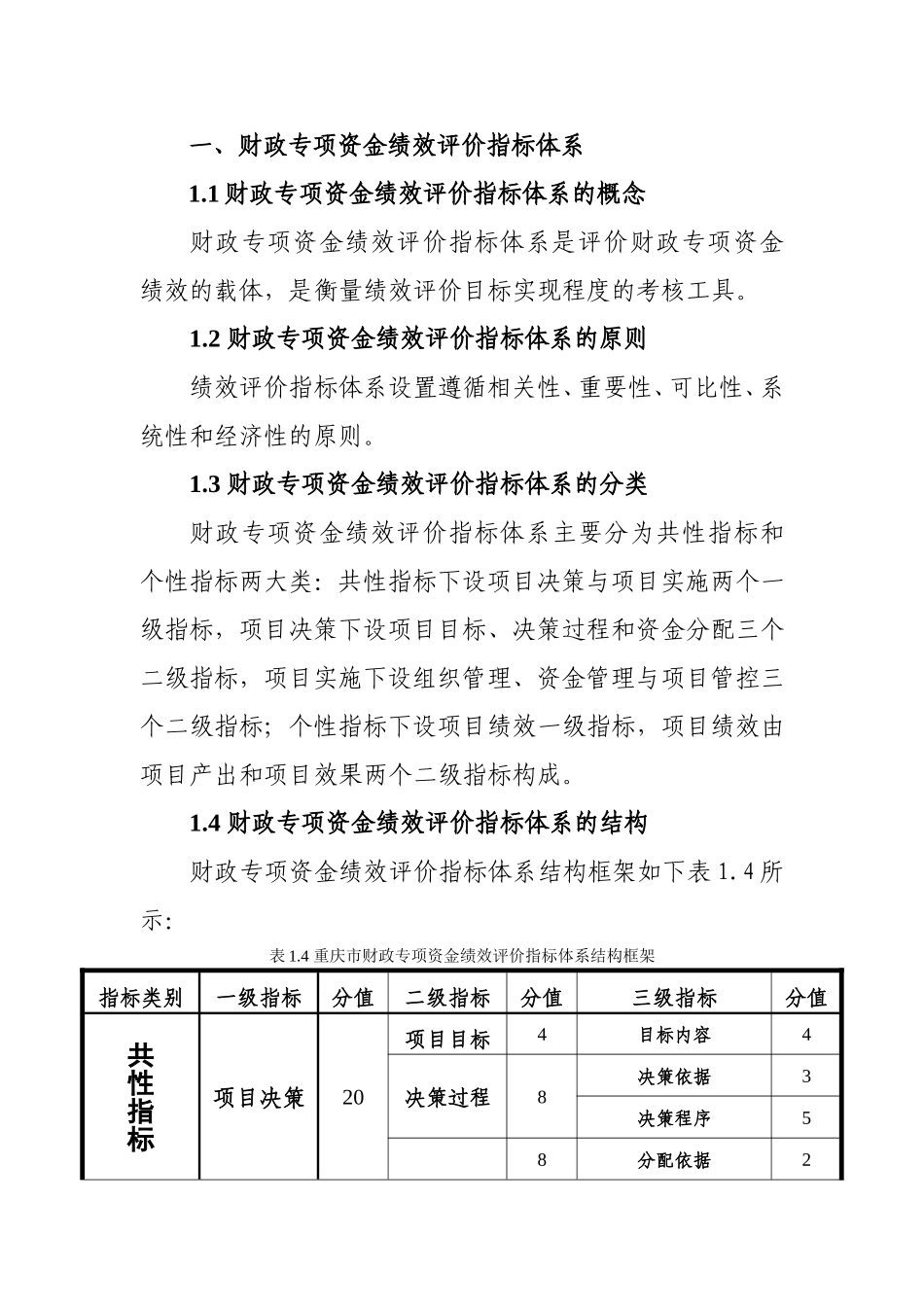 重庆市财政专项资金绩效评价指标体系_第3页