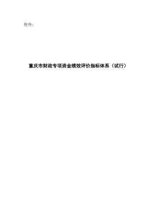 重庆市财政专项资金绩效评价指标体系