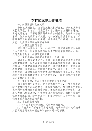 农村团支部工作总结 