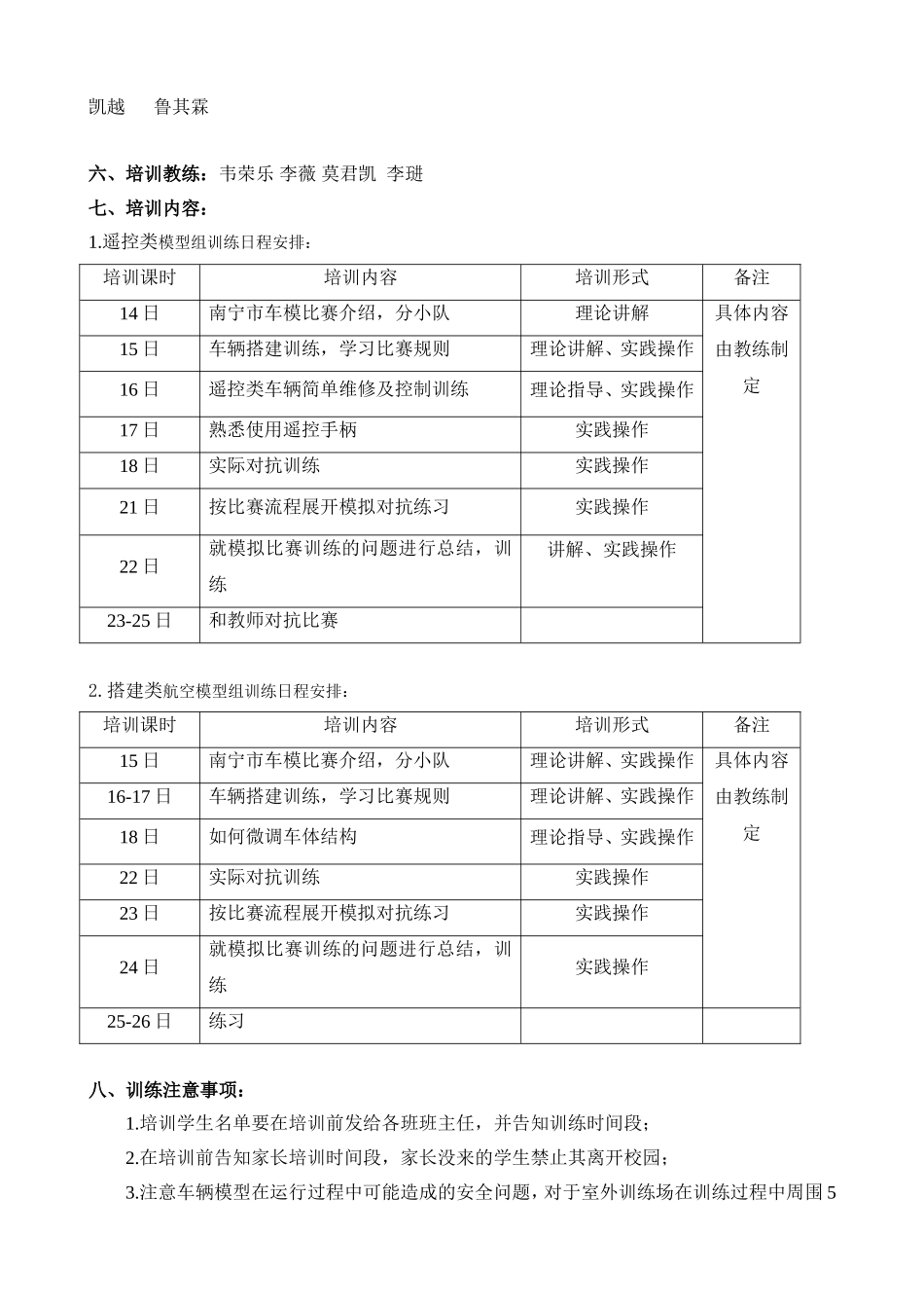 南宁市天桃实验学校（荣和校区）2013-2014学年度上学期车模比赛培训计划_第2页
