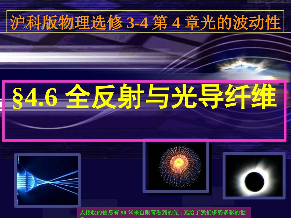 沪科版物理选修3-4§46全反射与光导纤维_第1页