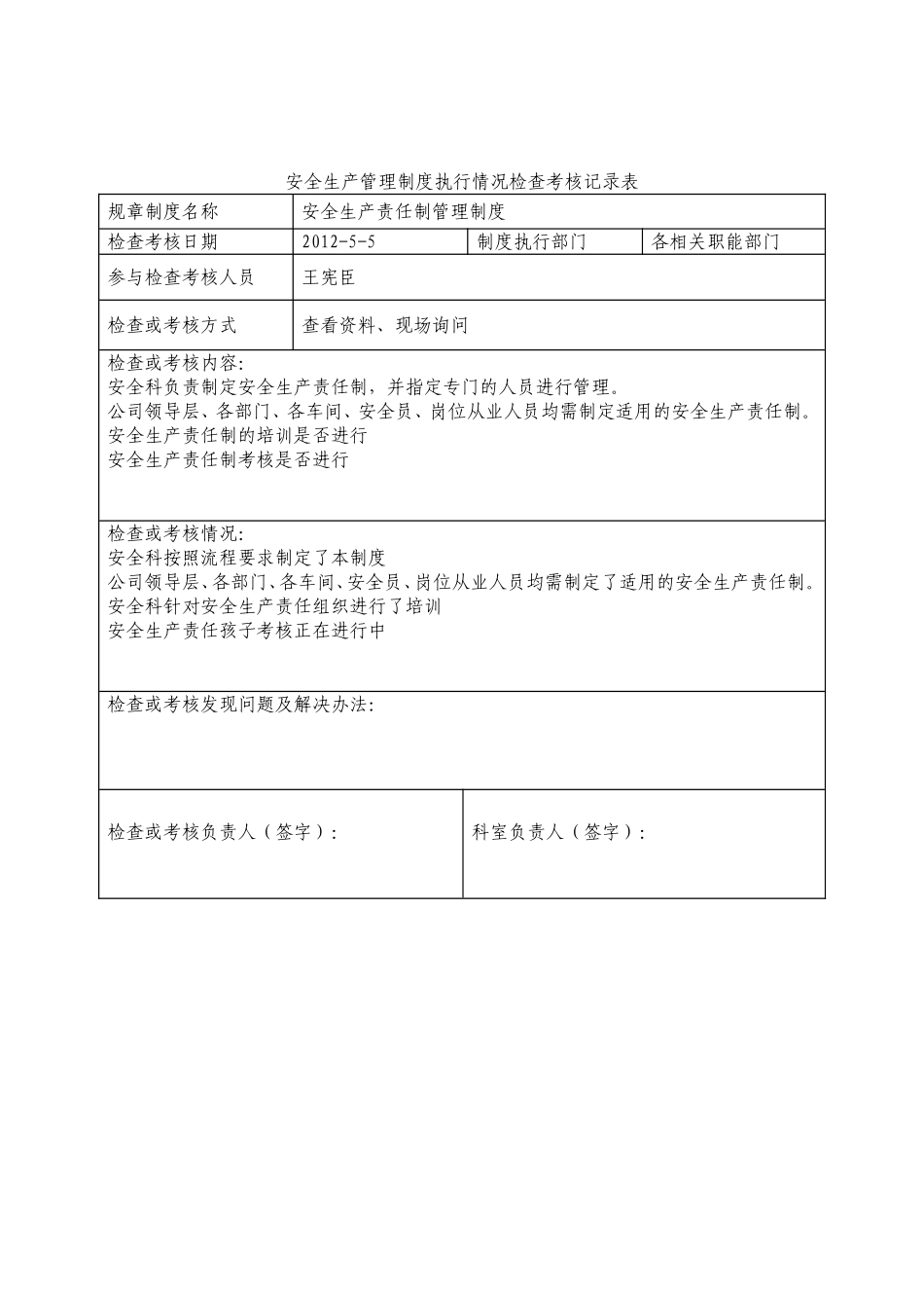 管理制度执行检查记录表(参考)_第3页