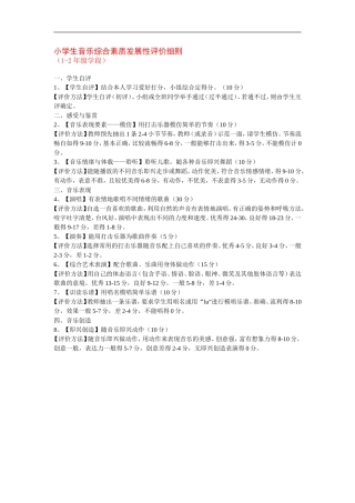 小学生音乐综合素质发展性评价细则