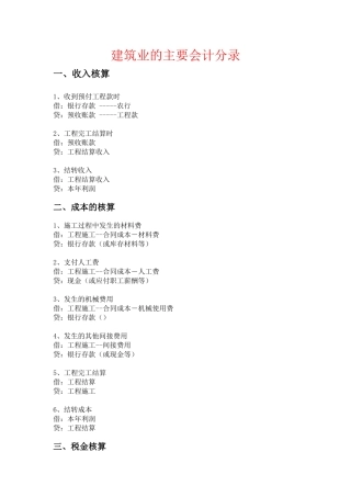 建筑业的主要会计分录
