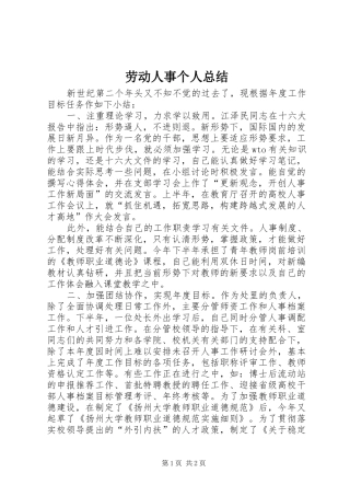 劳动人事个人总结 