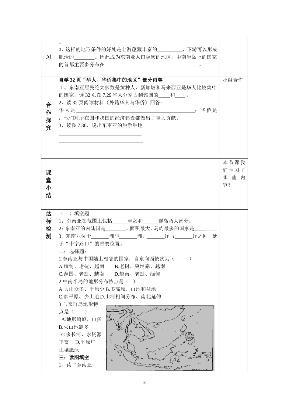 人教版地理七年级下册第七章我们邻近的国家和地区第二节东南亚_第3页