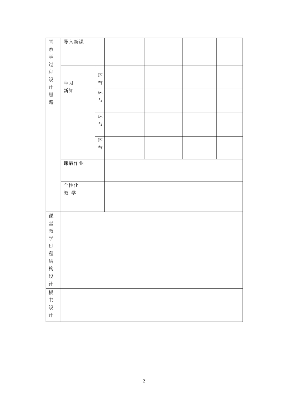 基于课标的课堂教学设计空白表_第2页