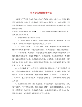 实习学生带教师傅评语 