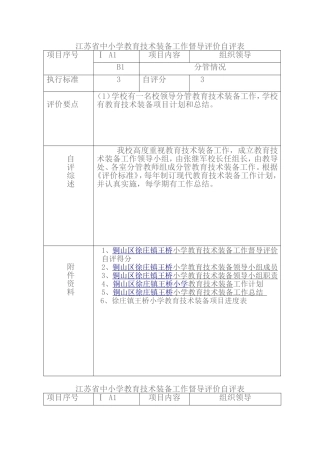 江苏省中小学教育技术装备工作督导评价自评表