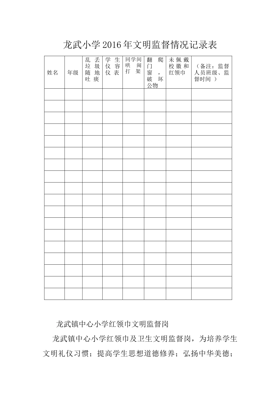 文明监督记录表_第1页