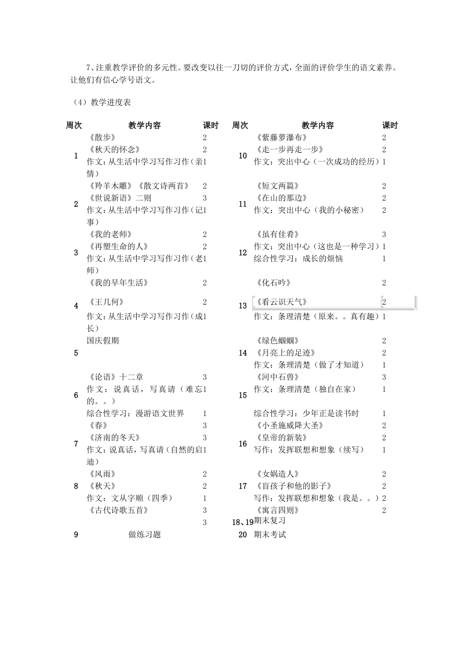 初一语文教学计划_第3页