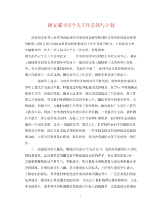 团支部书记个人工作总结与计划