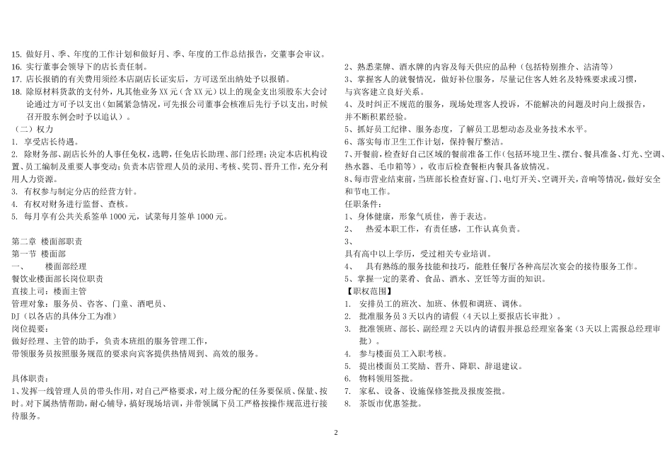 餐饮企业岗位职责和管理制度大全_第2页