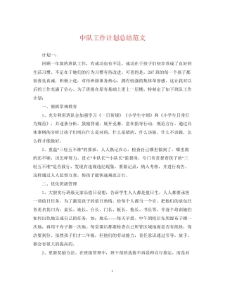 中队工作计划总结范文
