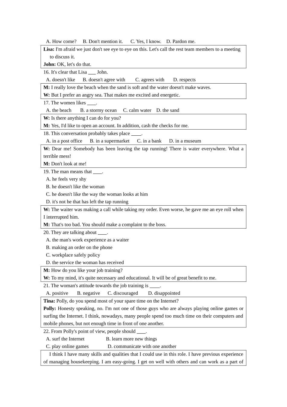 江苏省2018年普通高校对口单招文化统考英语试题(Word版-含答案)_第2页