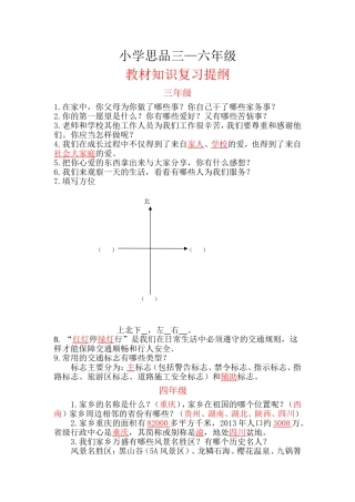 小学思品三—六年级教材知识复习提纲