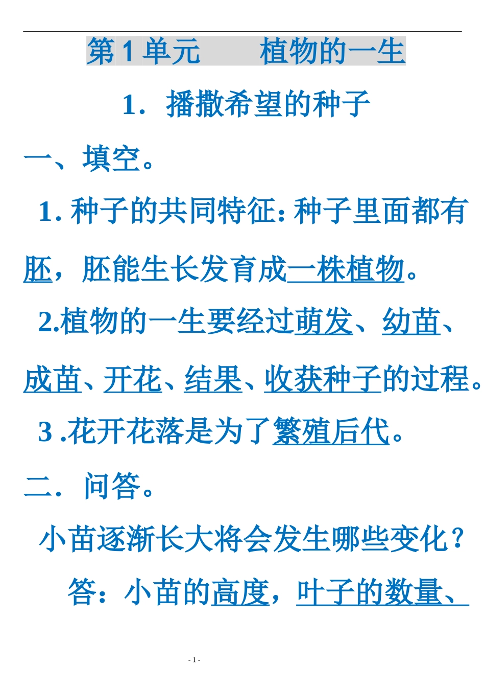 湘版小学科学四年级下册复习提纲 (2)_第1页