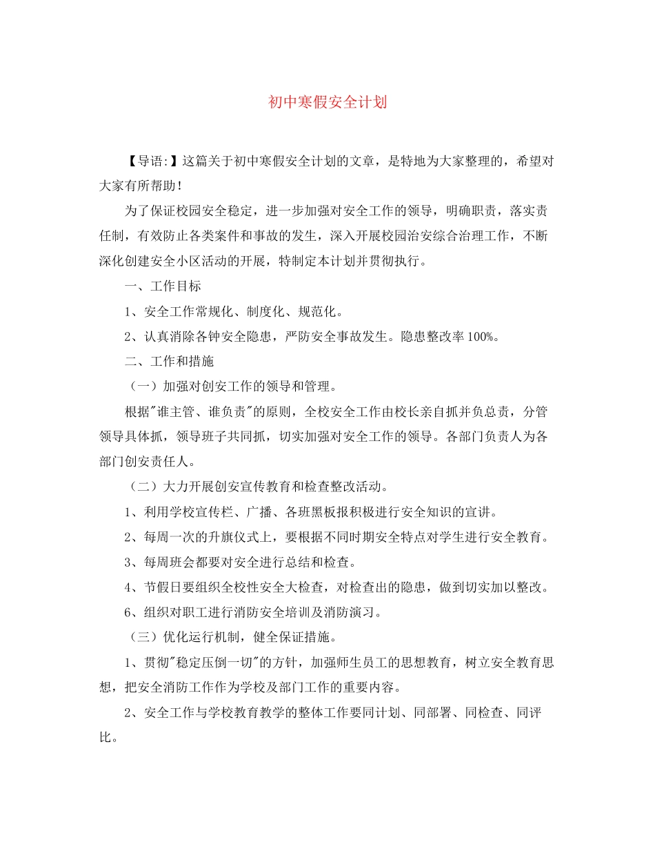 初中寒假安全计划_第1页