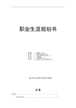 电力专业大学生职业生涯规划